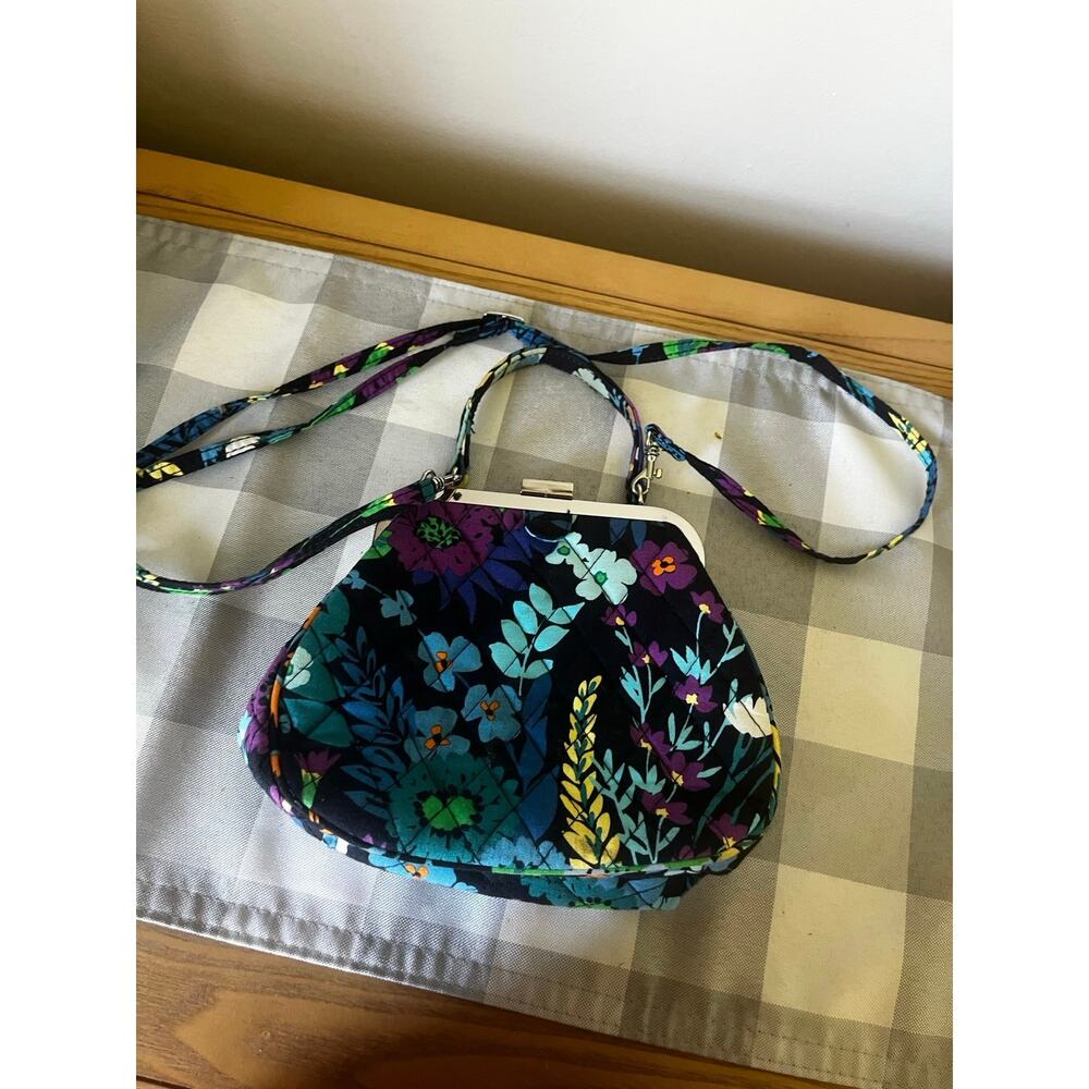 Vera Bradley Midnight Blues Floral Quilted Kiss lock Crossbody Small Purse
